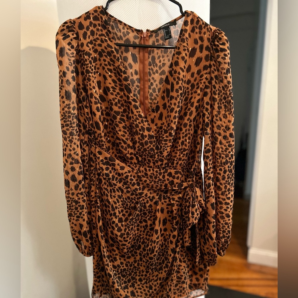 Forever 21 Animal Print Long Sleeve Dress